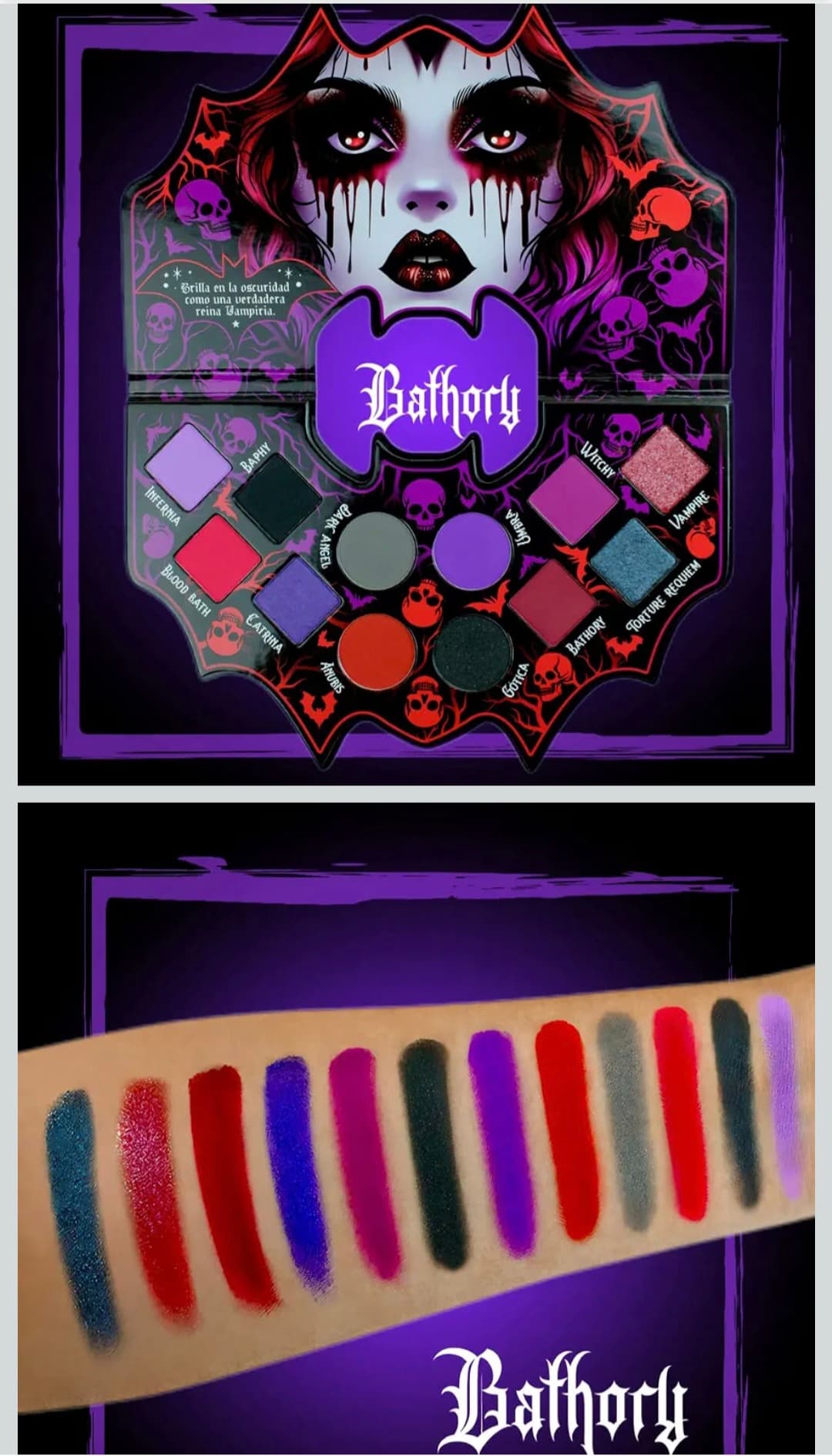 Malagna Bathory paleta de sombras de 12 tonos