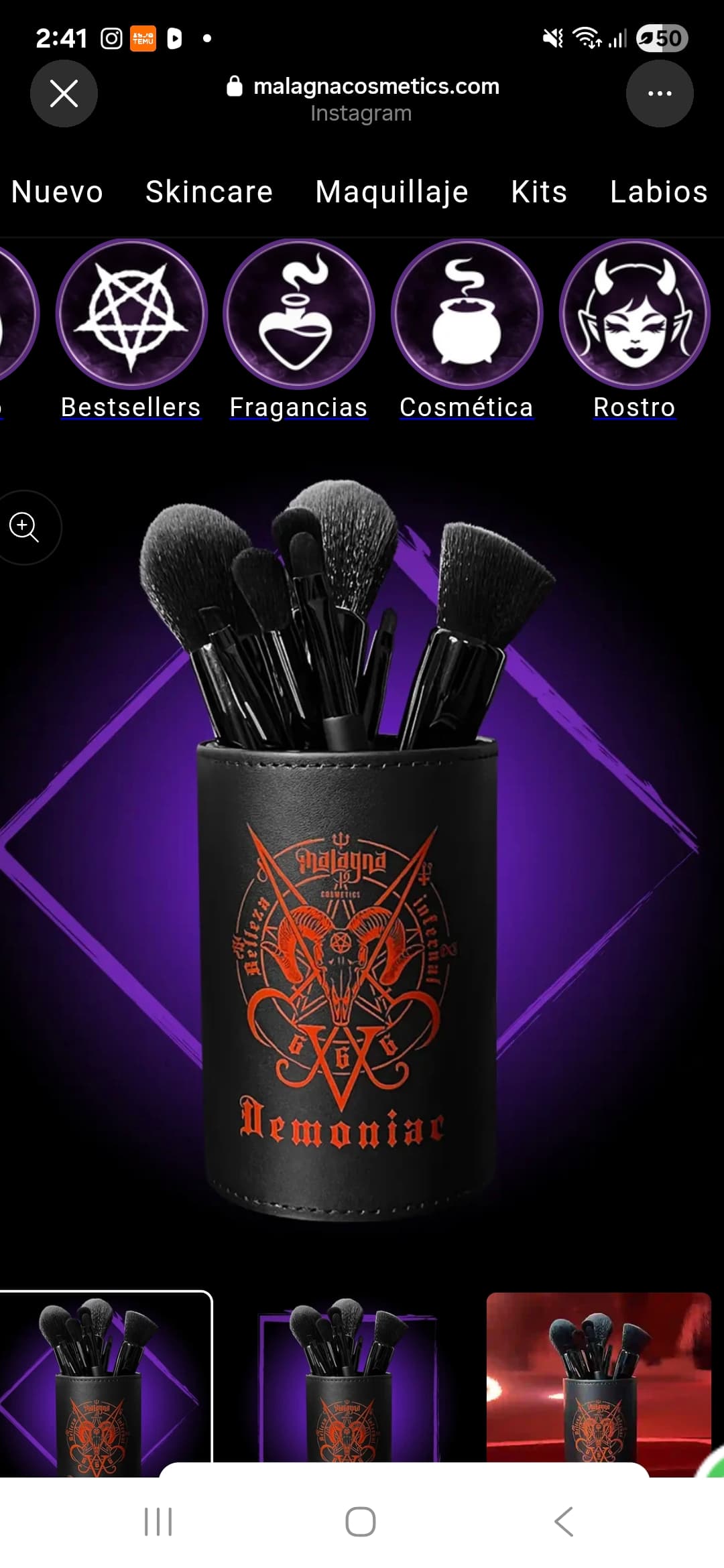 Set de brochas Demoniac de 9 piezas con estuche